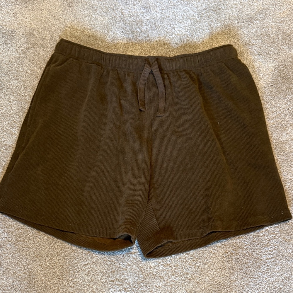 L, Men’s Brown Corduroy Drawstring Shorts